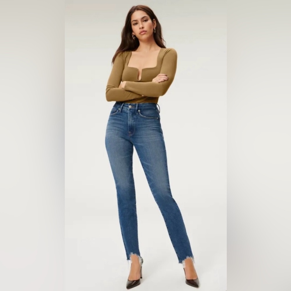 Good American Good Legs Raw Hem Shark Bite Jeans Size 10/30